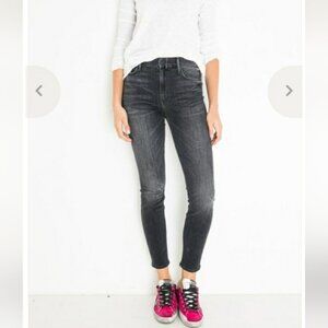 Mother High Waisted Looker Ankle Leave The Light On Washed Black Sz 25